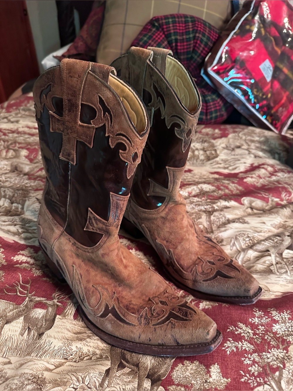Old Gringo Brown Two-Tone Distressed Leather Cowboy Boots